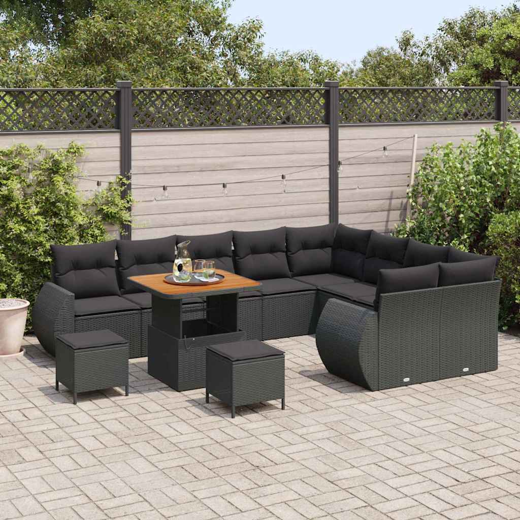 Conjunto de Sofá de Jardim 12 pcs Preto 80 x 80 x 71 cm