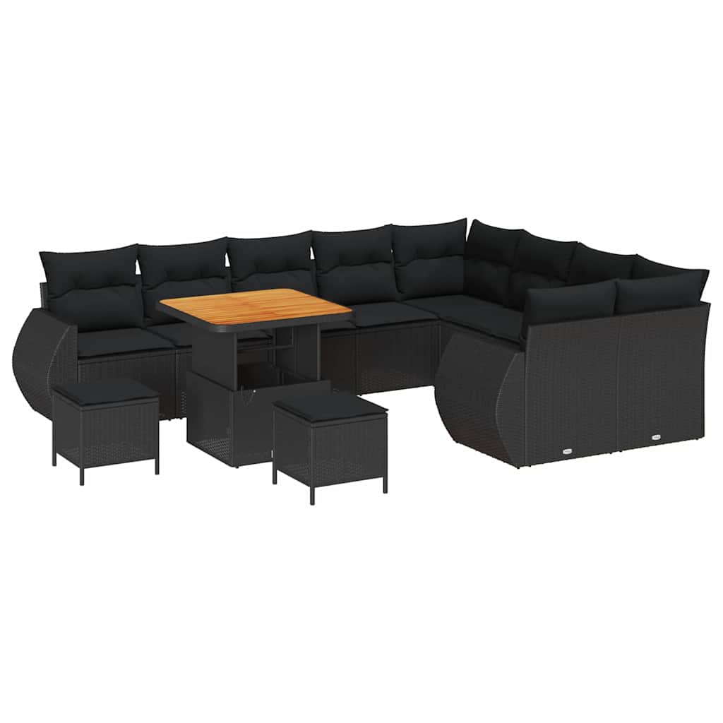 Conjunto de Sofá de Jardim 12 pcs Preto 80 x 80 x 71 cm