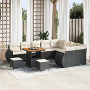 Conjunto de Sofá de Jardim 12 pcs Preto e creme 80 x 80 x 71 cm