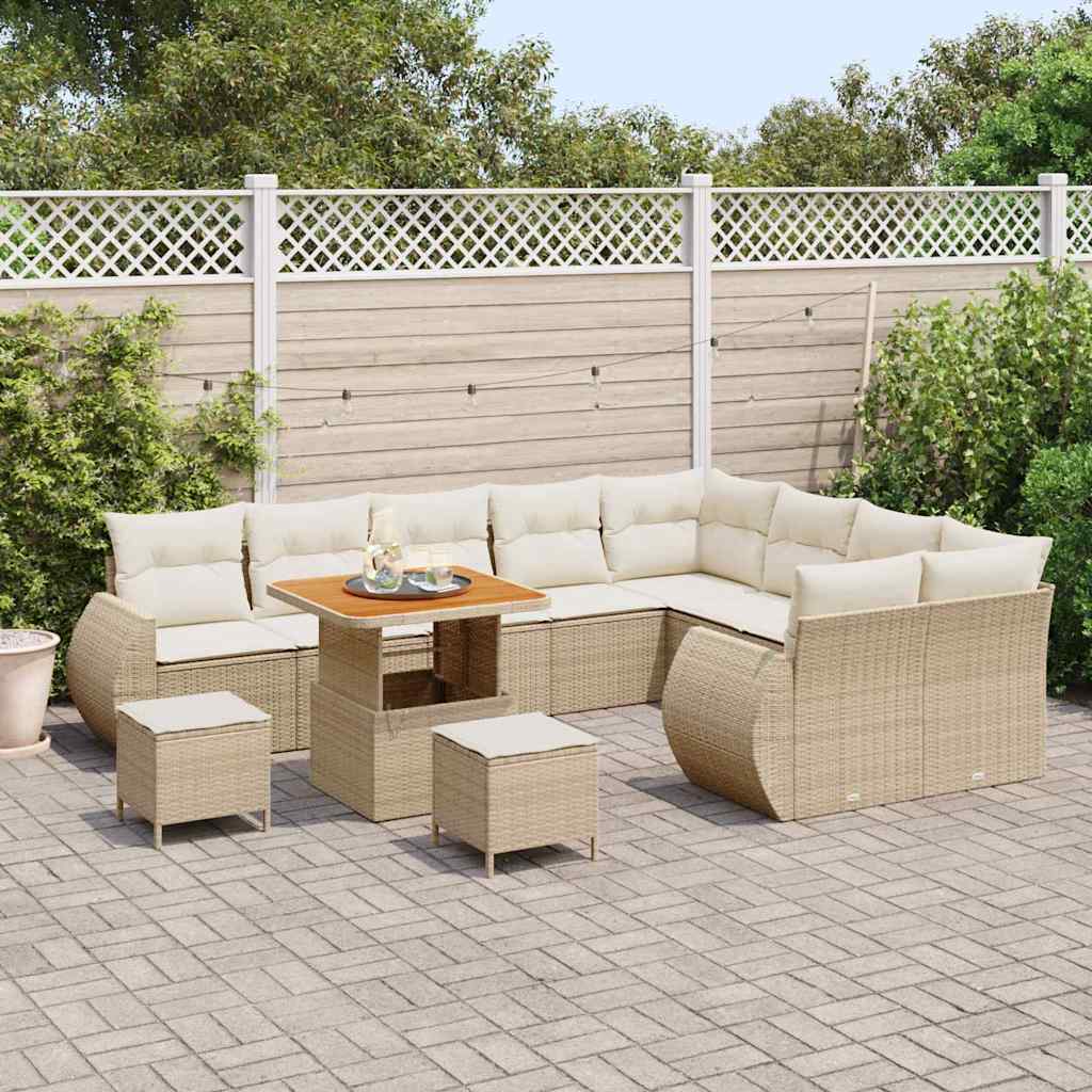 Conjunto de Sofá de Jardim 12 pcs bege e creme 80 x 80 x 71 cm