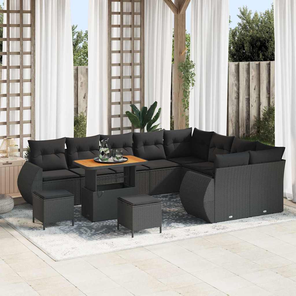 Conjunto de Sofá de Jardim 12 pcs Preto 90 x 55 x 71 cm
