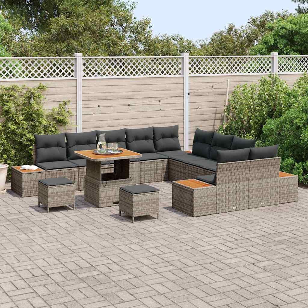 Conjunto de Sofá de Jardim com almofada Bege Rattan Sintético