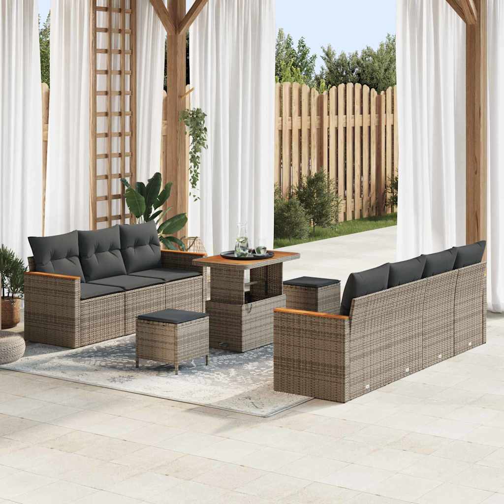 Conjunto de Sofá de Jardim com almofada Bege Rattan Sintético