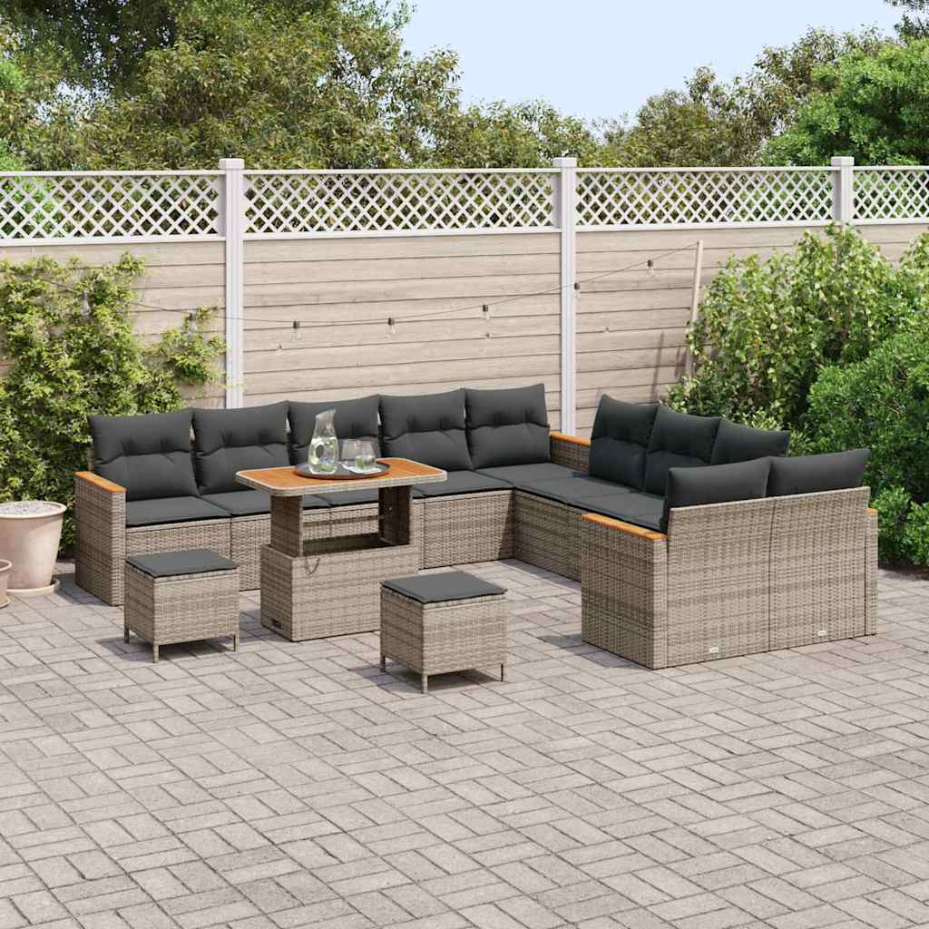Conjunto de Sofá de Jardim com almofada Bege Rattan Sintético