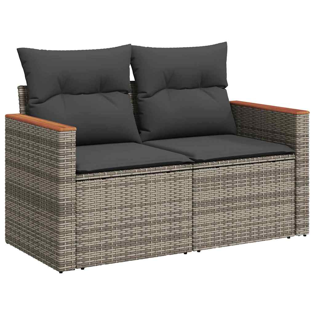 Conjunto de Sofá de Jardim com almofada Bege Rattan Sintético