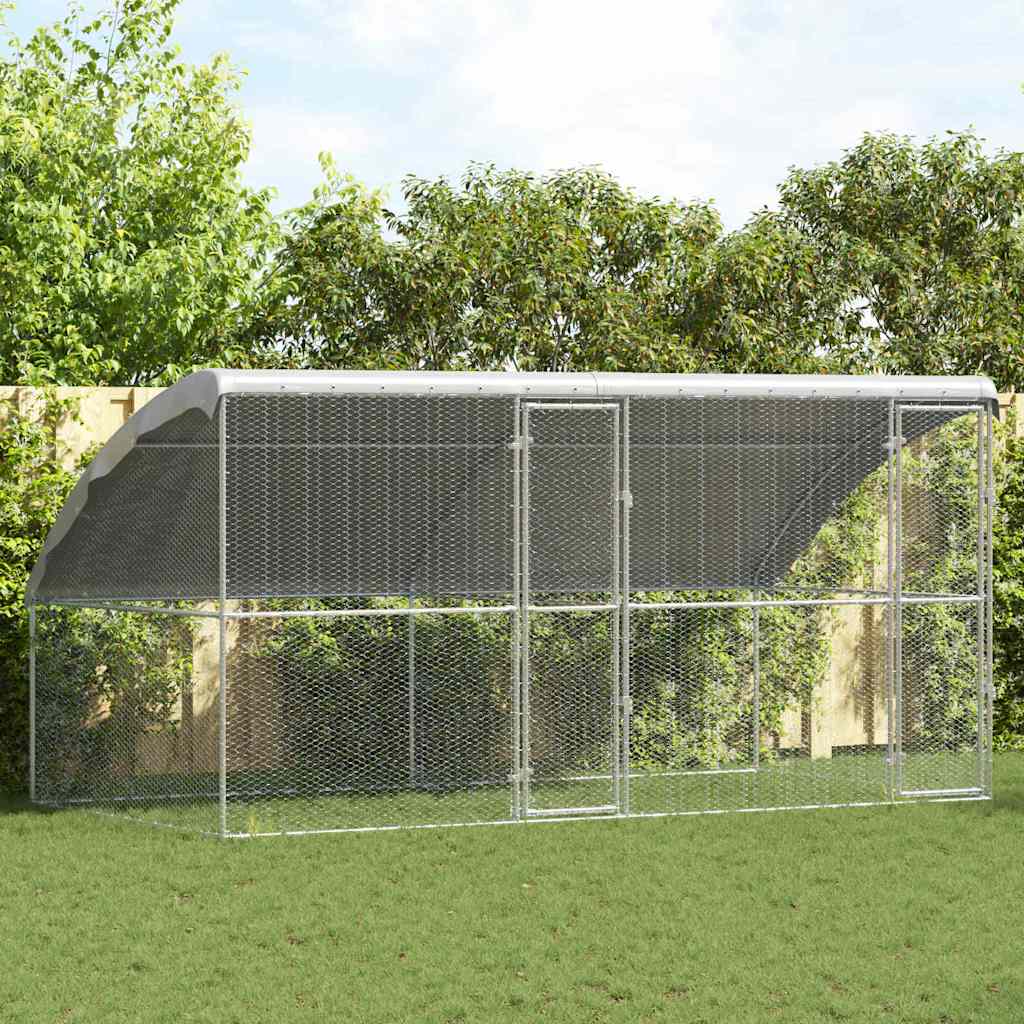 Gaiola para galinhas Prateado 400 x 200 x 198.5 cm