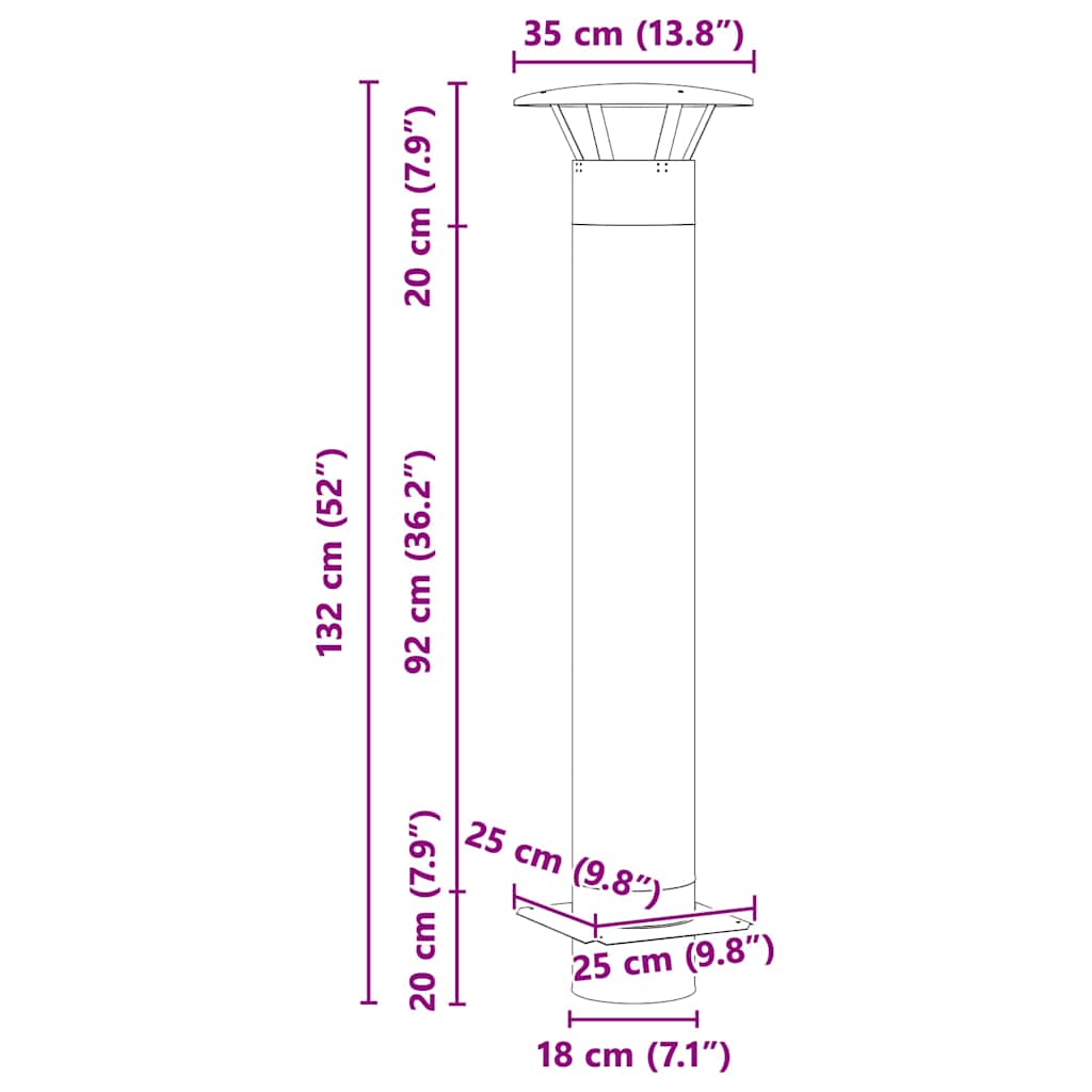 Extensão de Chaminé Prateado 35 x 35 x 132 cm Aço inoxidável