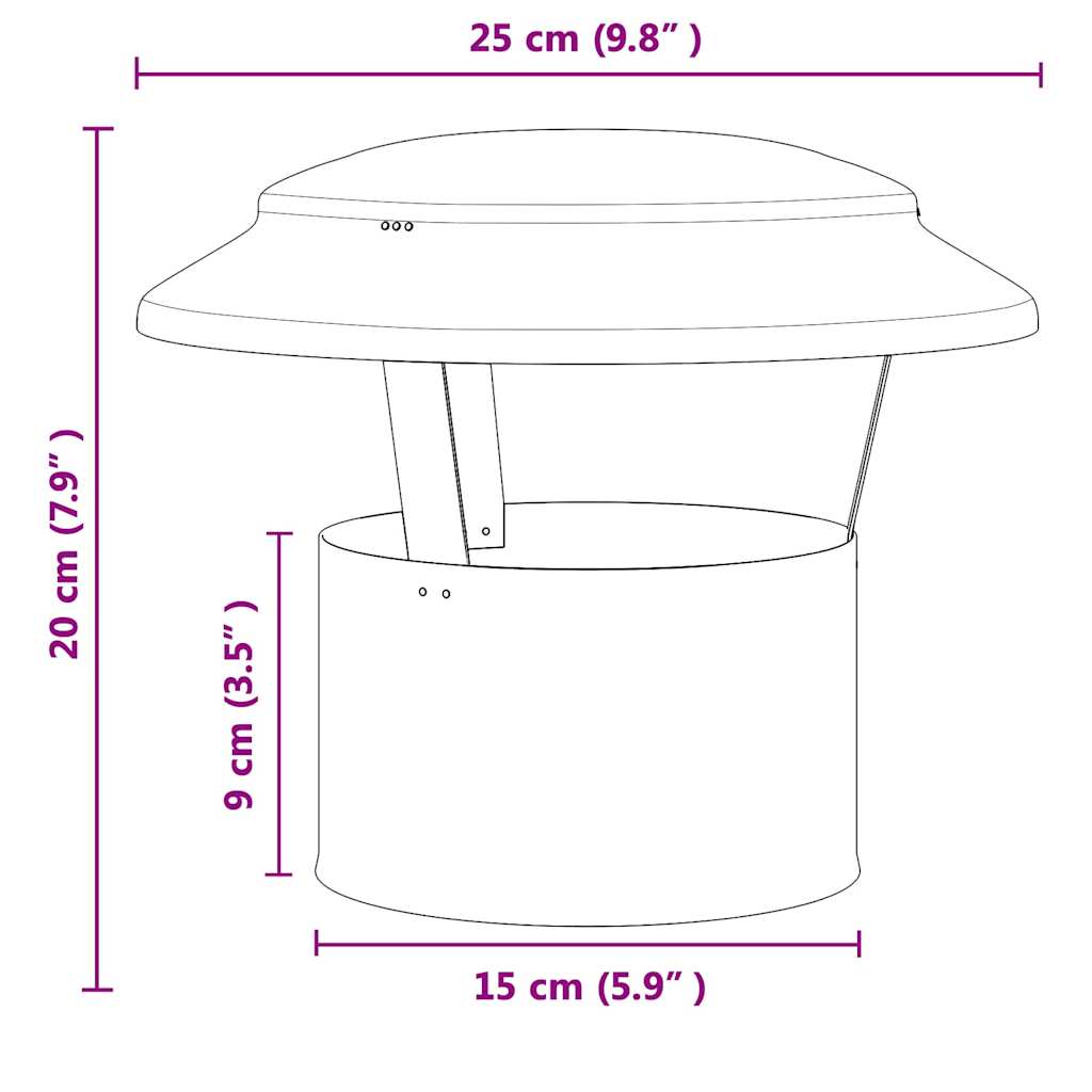 Capa de Chuva para Chaminé Prateado 25 x 25 x 20 cm