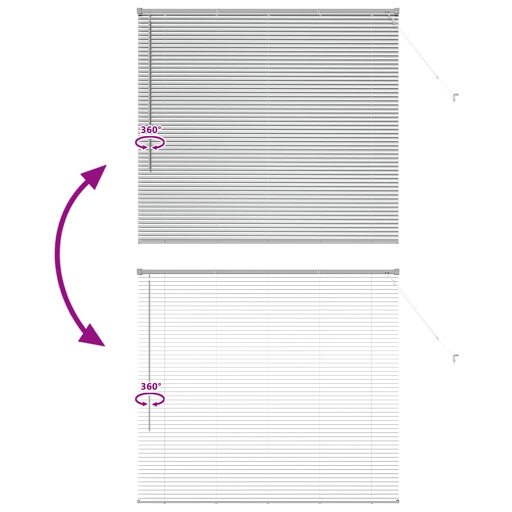 Persiana de Janela com cortinas Manual Prateado Alumínio