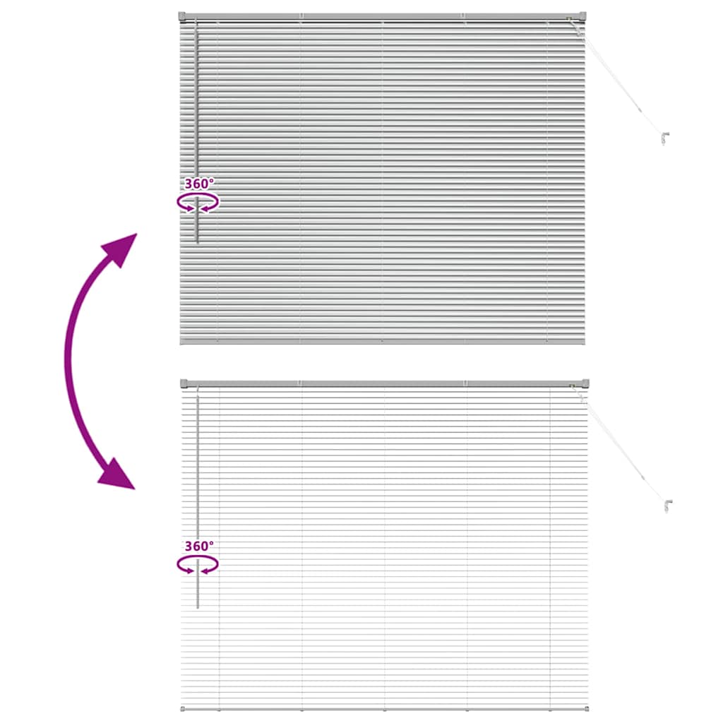 Persiana de Janela com cortinas Manual Prateado Alumínio