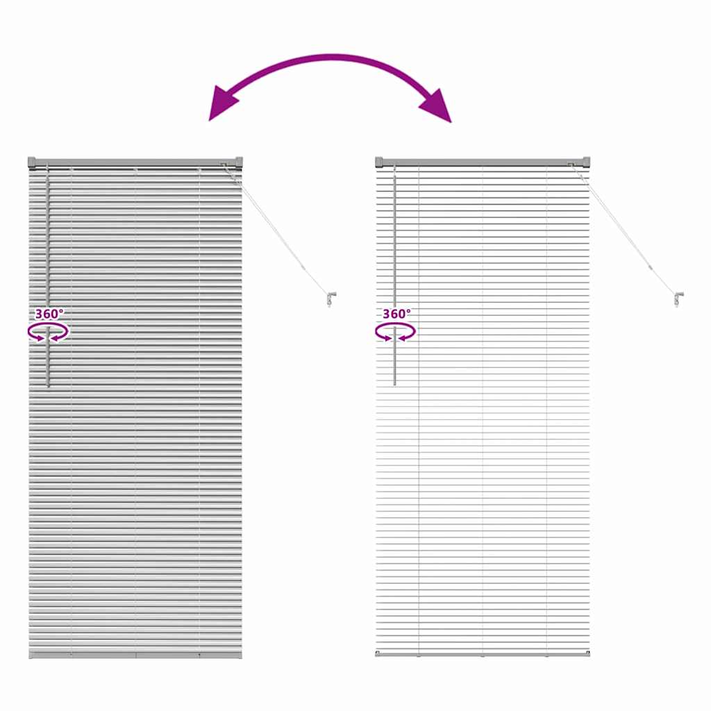 Persiana de Janela com cortinas Manual Prateado Alumínio
