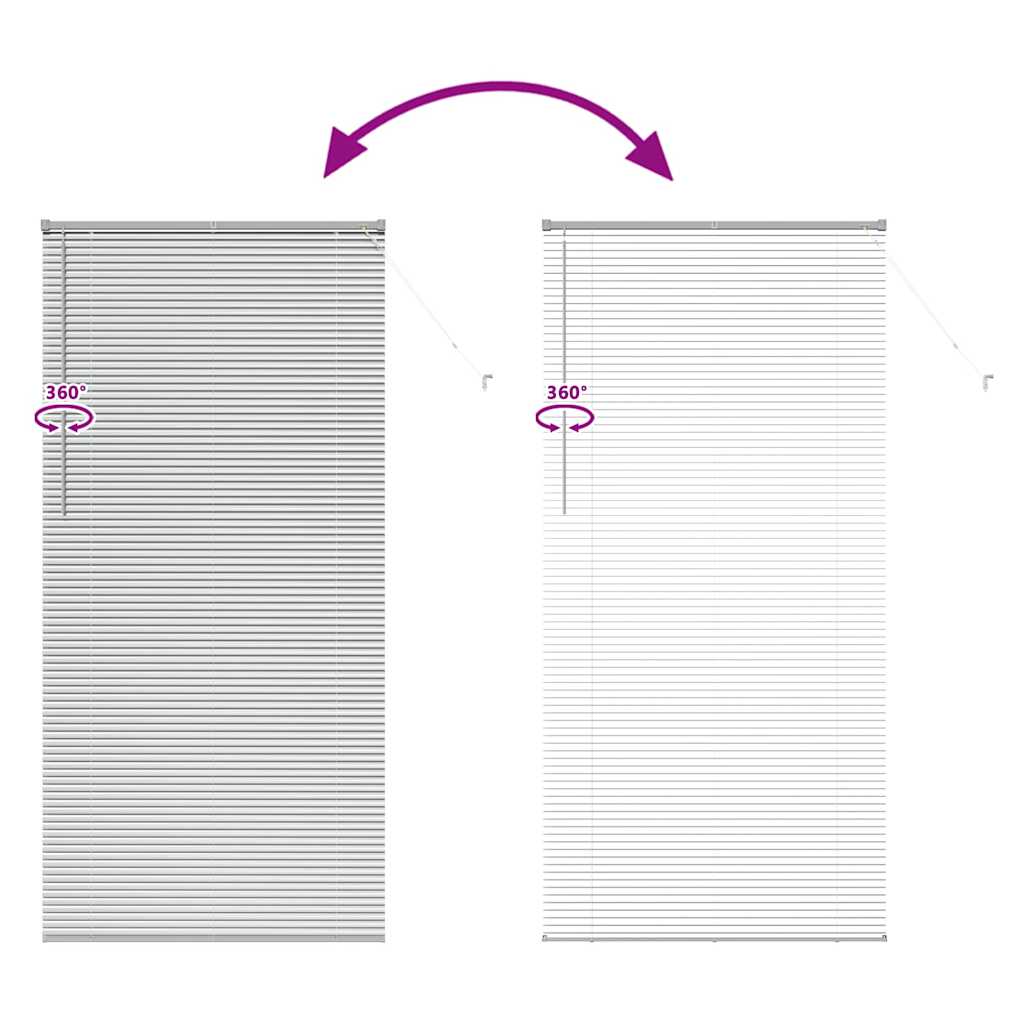 Persiana de Janela com cortinas Manual Prateado Alumínio