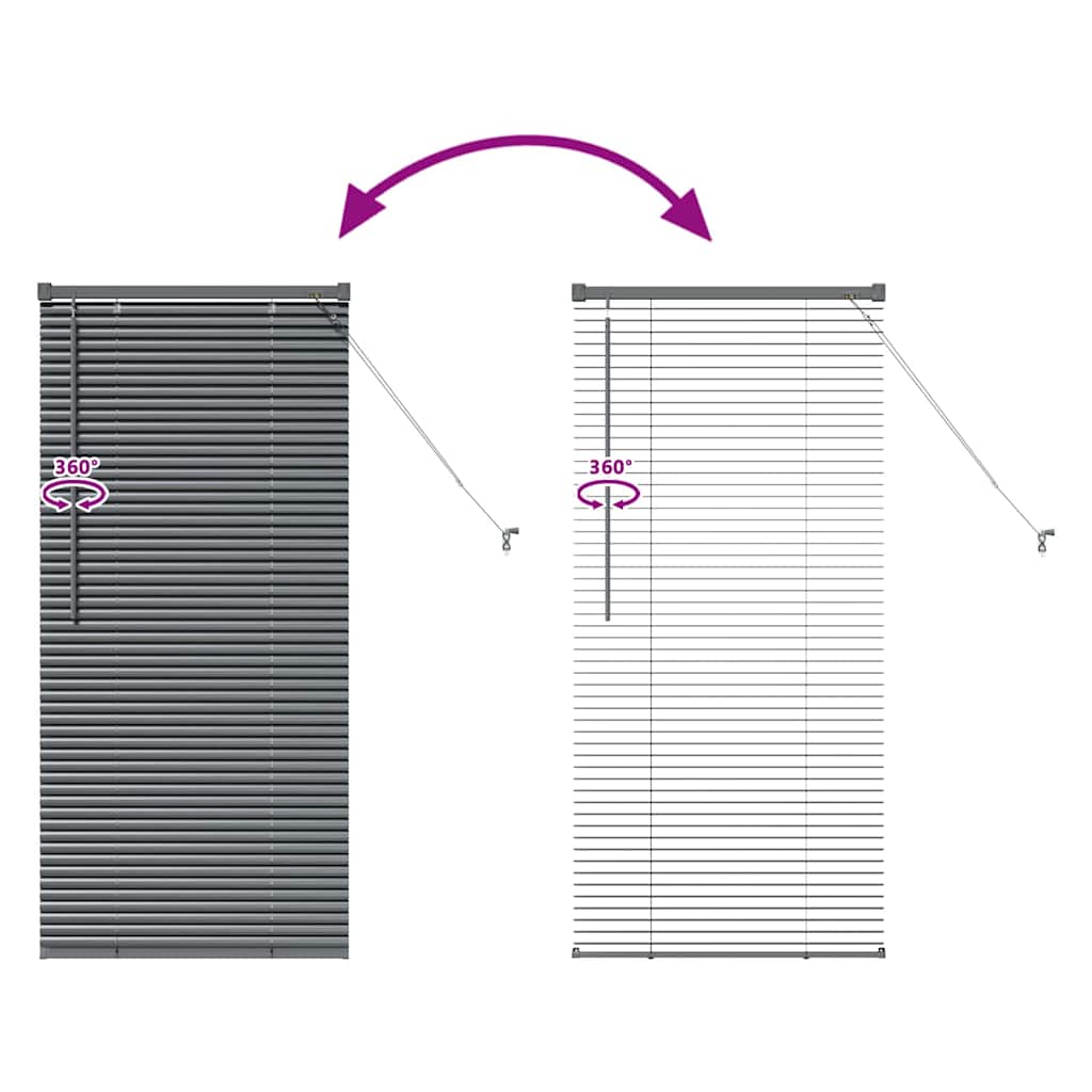 Persiana de Janela com cortinas Manual Cinzento escuro Alumínio