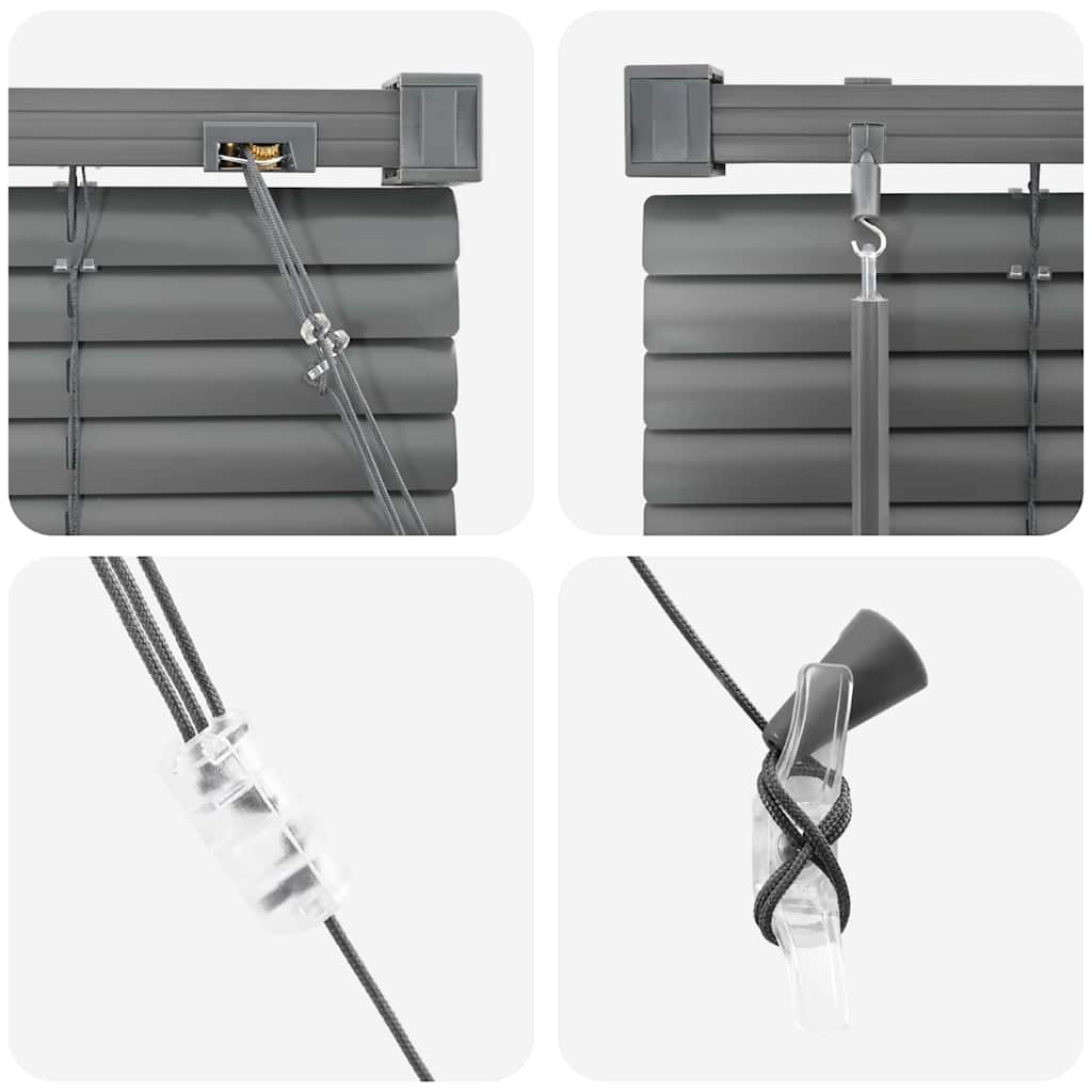 Persiana de Janela com cortinas Manual Cinzento escuro Alumínio