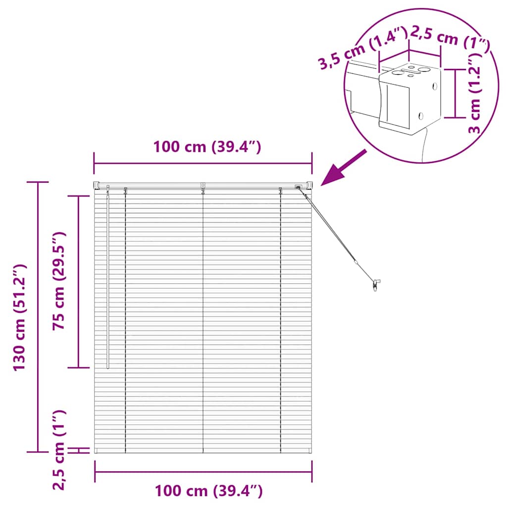 Persiana de Janela com cortinas Manual Cinzento escuro Alumínio