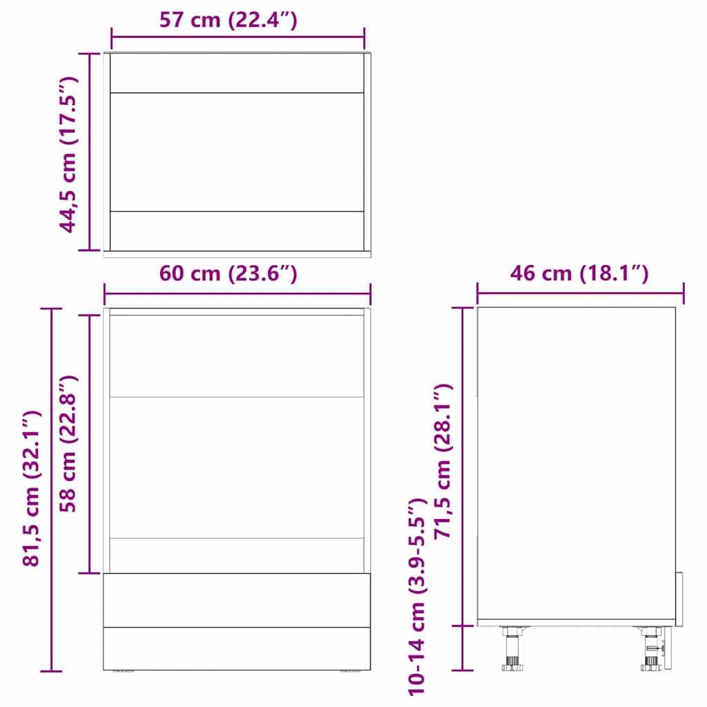 Armário de forno Riga Carvalho preto 60 x 46 x 81,5 cm