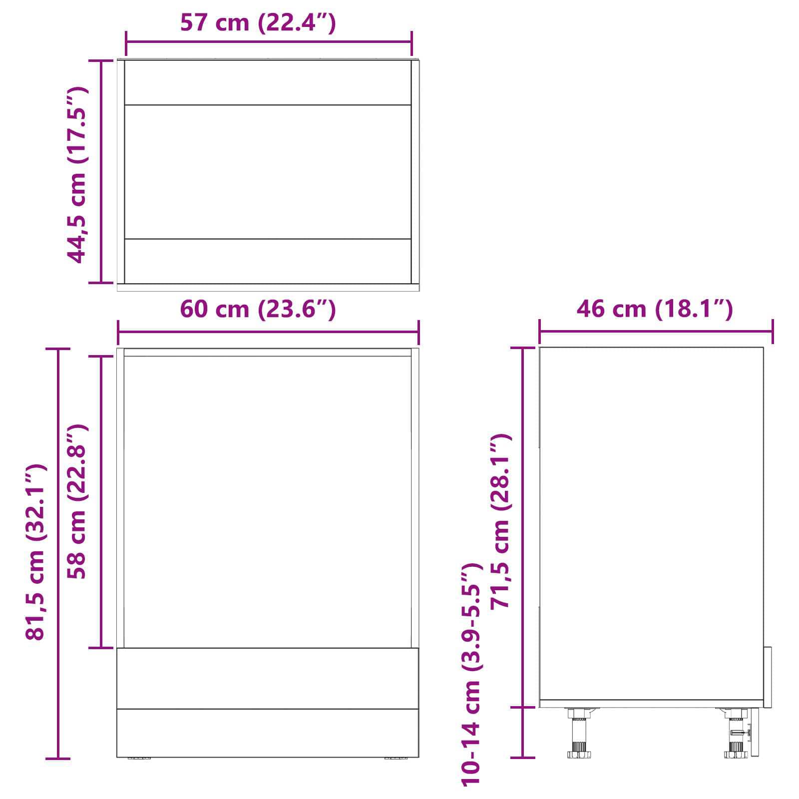 Armário de forno Riga Carvalho preto 60 x 46 x 81,5 cm