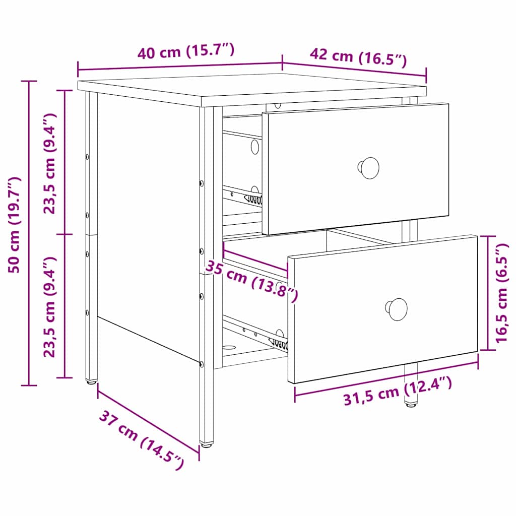 Criado-Mudo com gaveta carvalho artisiano 40 x 42 x 50 cm