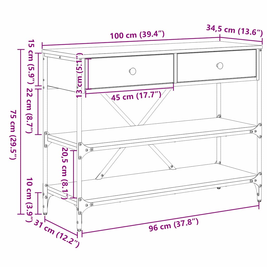 Aparador com gaveta com prateleira Outros Carvalho preto