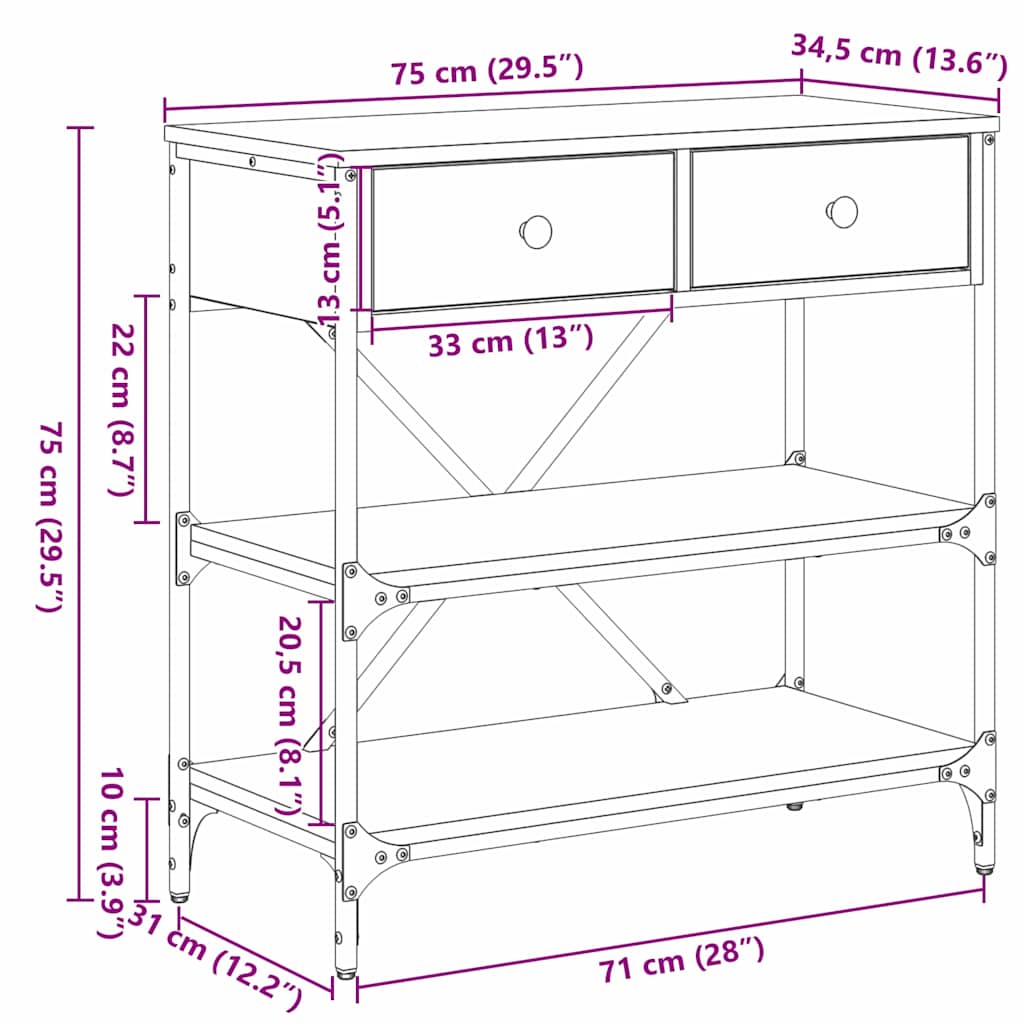 Aparador com gaveta com prateleira Outros Carvalho preto