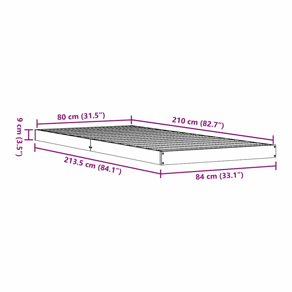 Estrutura de cama de chão Branco 80 x 210 cm