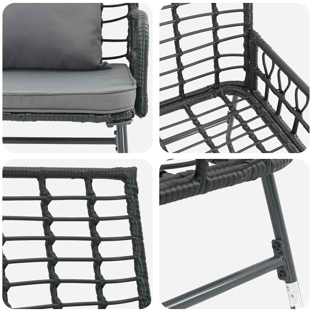 Banco de jardim Preto e Anthracite Rattan de poliéster, aço