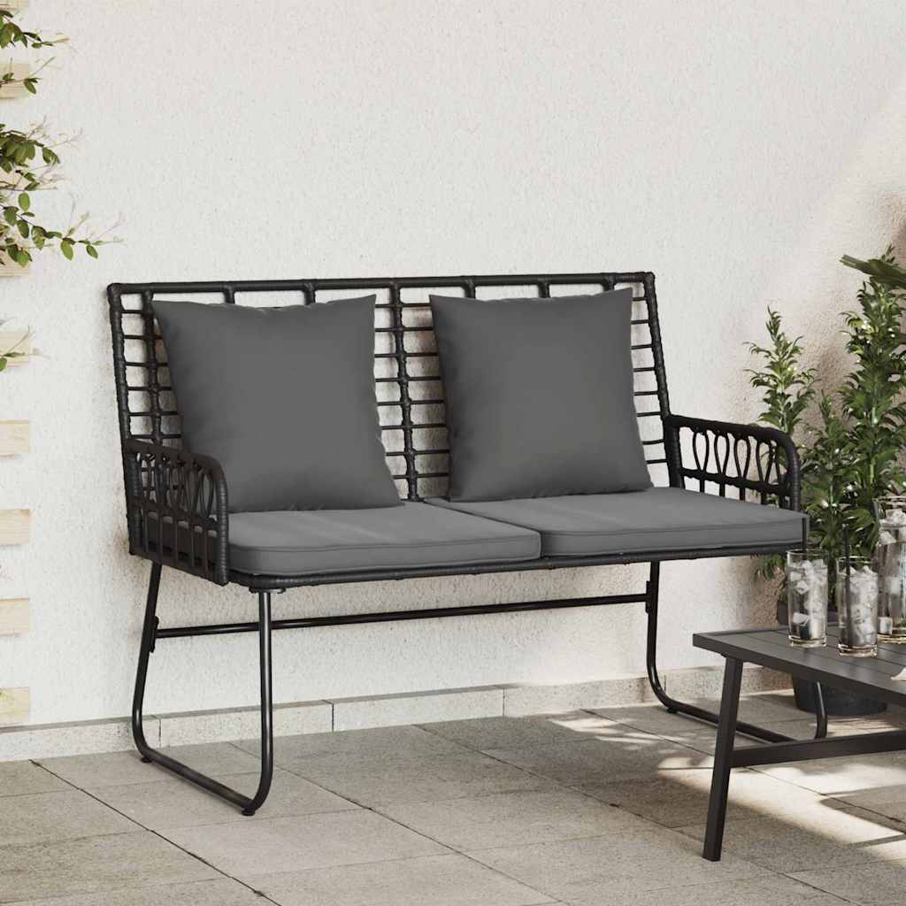 Banco de jardim Preto e Anthracite Rattan de poliéster, aço