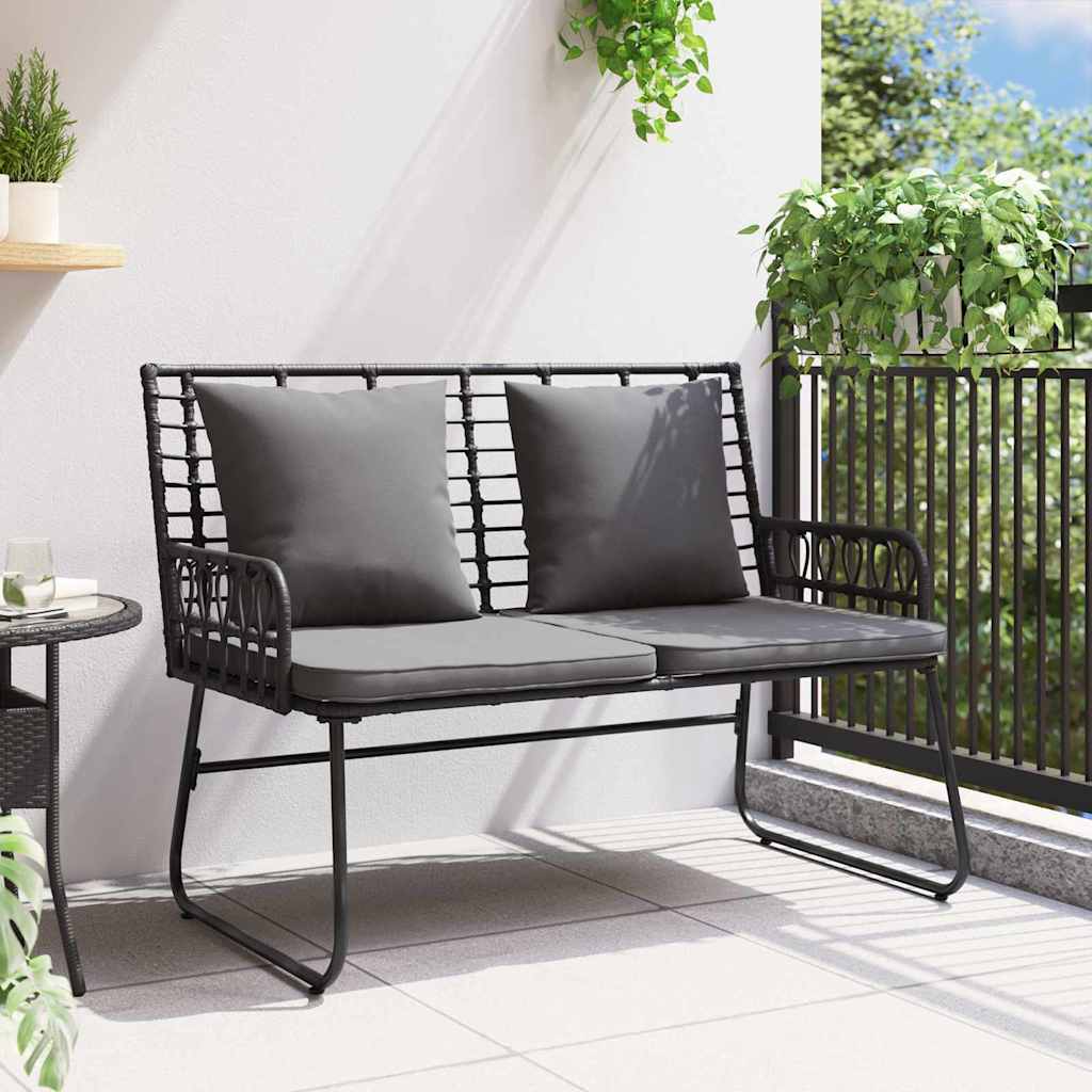 Banco de jardim Preto e Anthracite Rattan de poliéster, aço