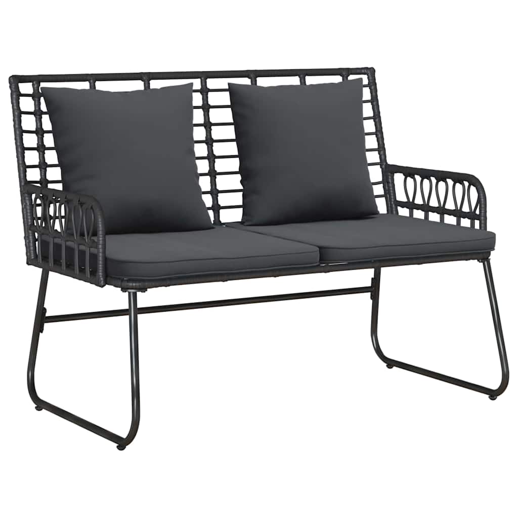 Banco de jardim Preto e Anthracite Rattan de poliéster, aço