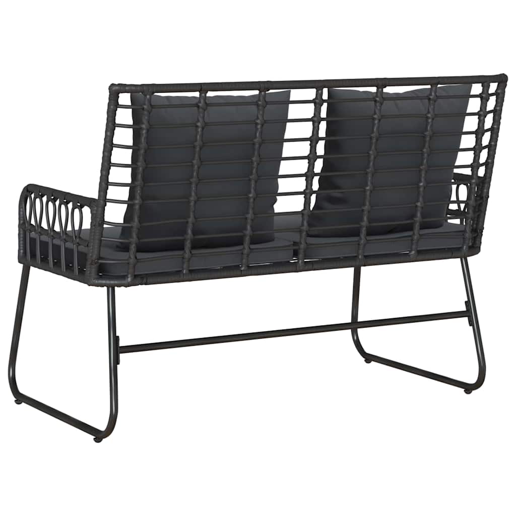 Banco de jardim Preto e Anthracite Rattan de poliéster, aço