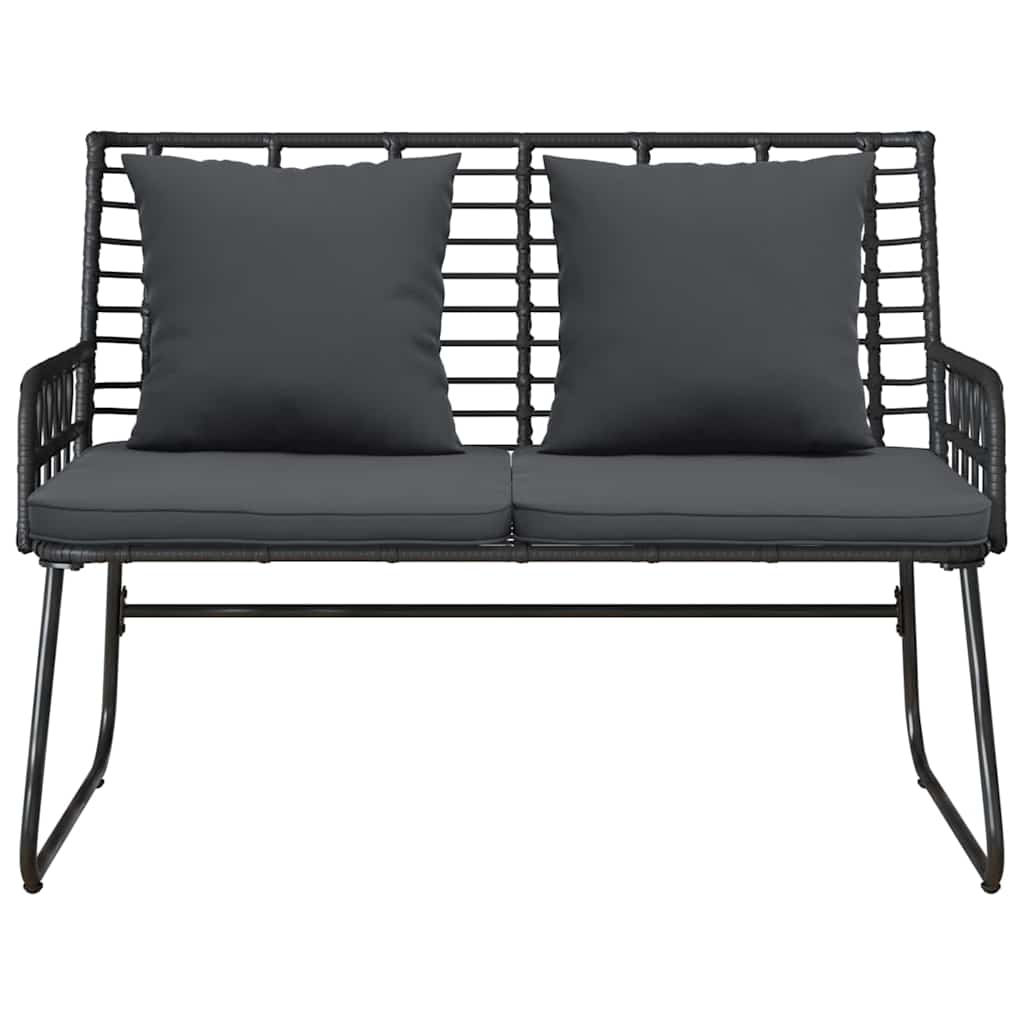 Banco de jardim Preto e Anthracite Rattan de poliéster, aço