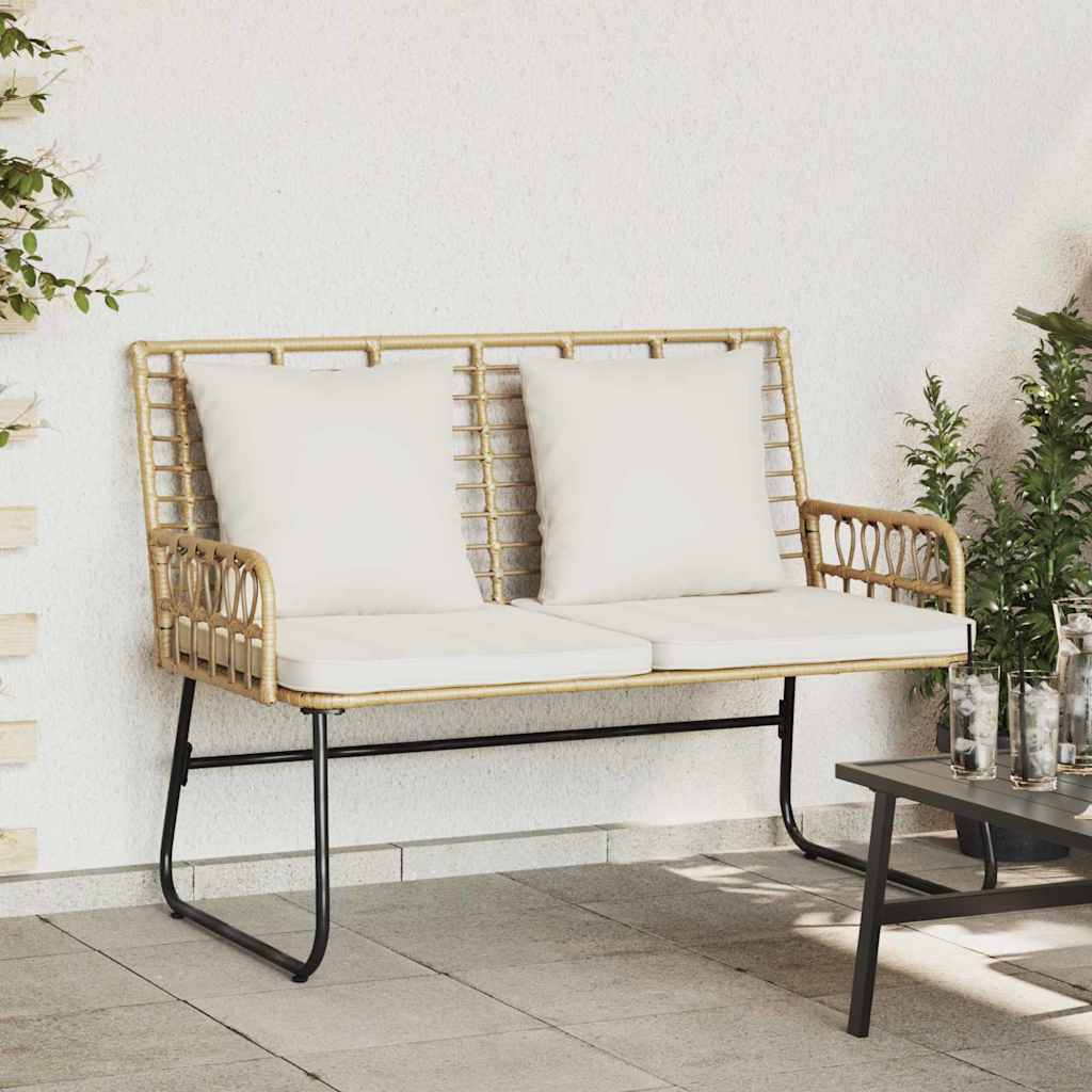 Banco de jardim Marrom e Creme Rattan de poliéster, aço