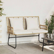 Banco de jardim Marrom e Creme Rattan de poliéster, aço