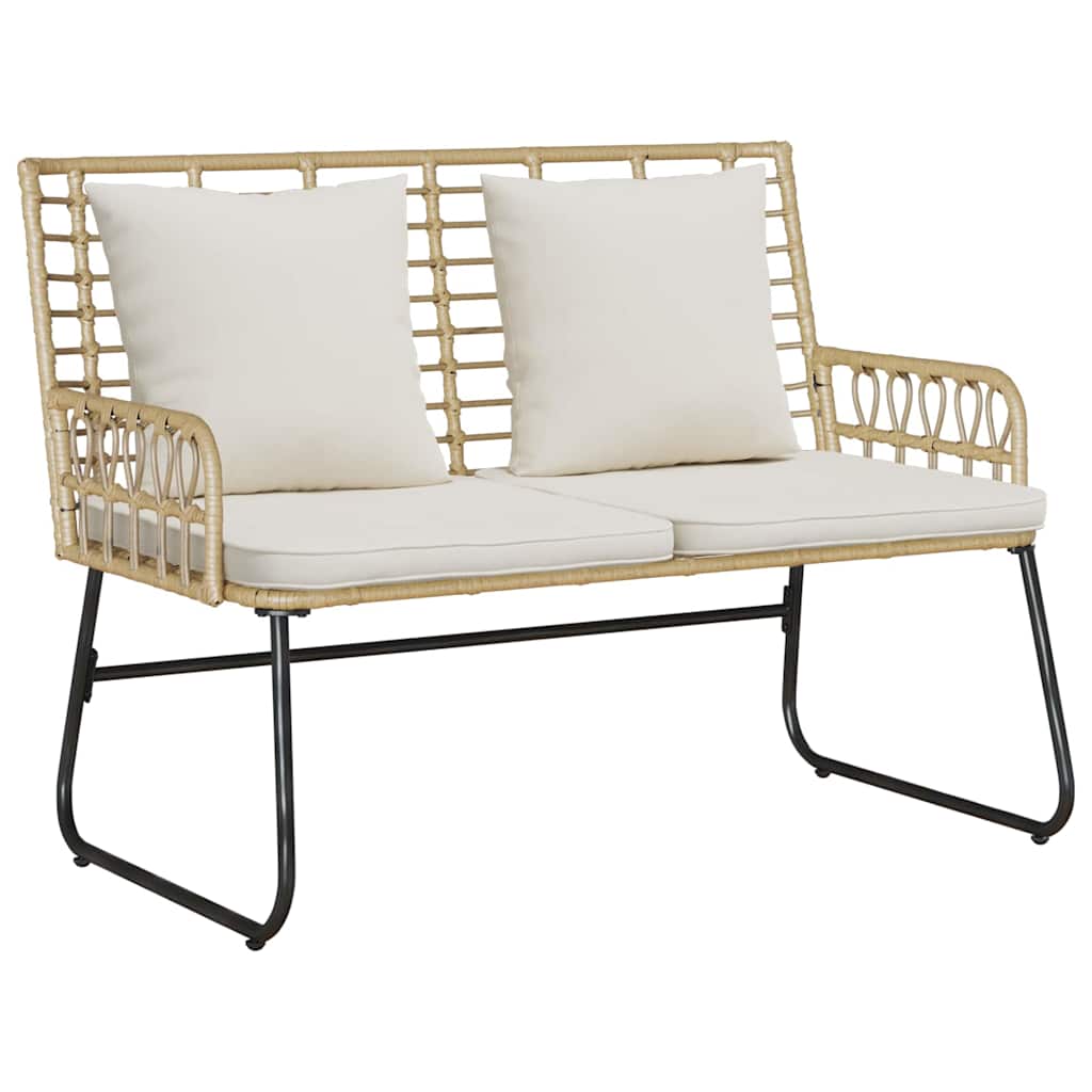 Banco de jardim Marrom e Creme Rattan de poliéster, aço