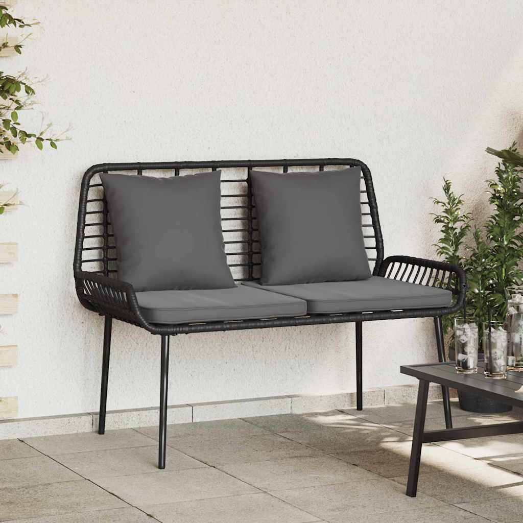 Banco de jardim Preto e Anthracite Rattan de poliéster e aço