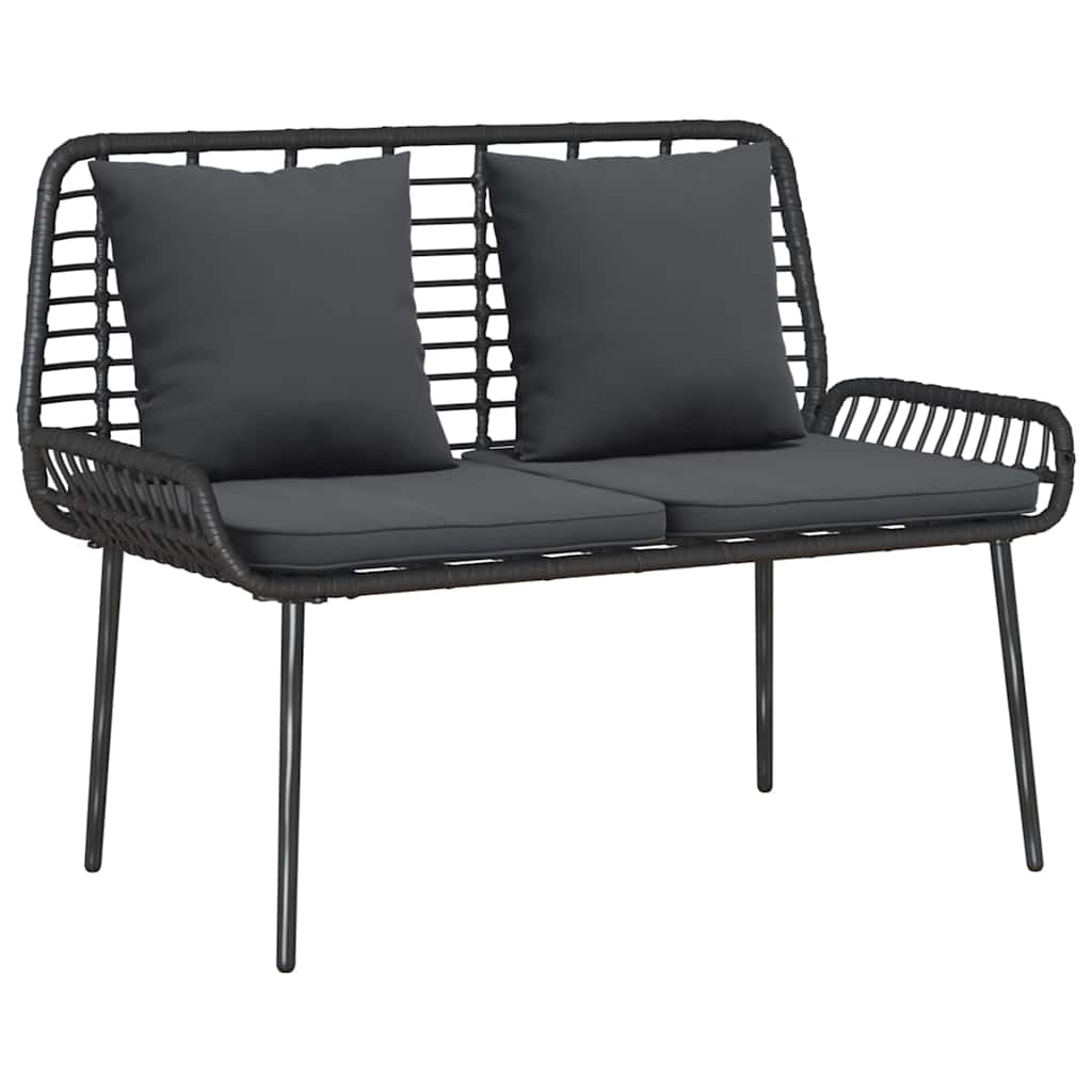 Banco de jardim Preto e Anthracite Rattan de poliéster e aço