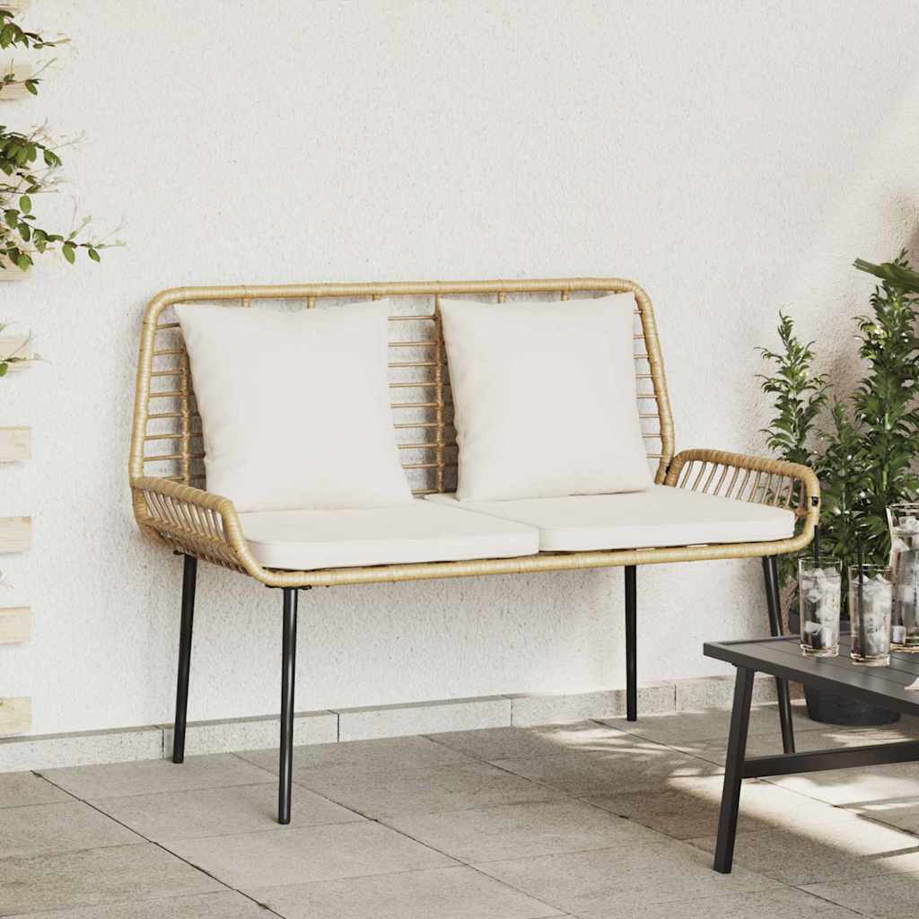 Banco de jardim Castanho Preto Creme Rattan de poliéster e aço