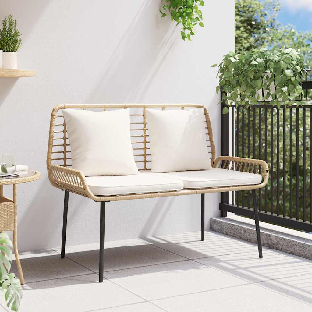 Banco de jardim Castanho Preto Creme Rattan de poliéster e aço