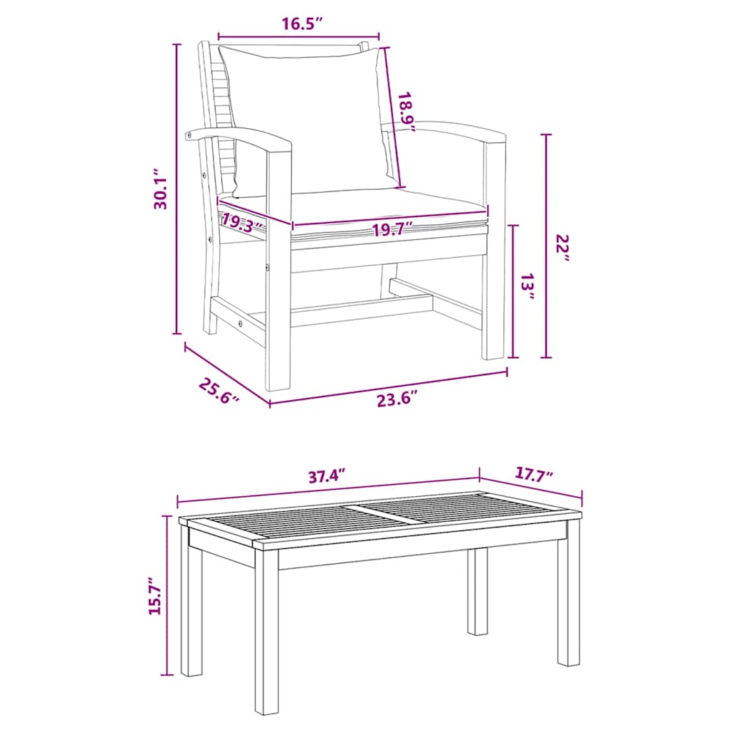 Conjunto de Sofá de Jardim Natural Madeira de teca maciça