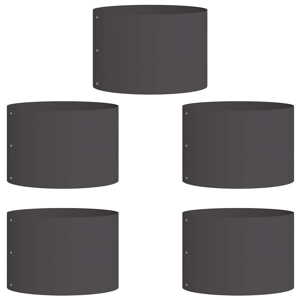 Vasos de Jardim 5 pcs Preto 30 x 30 x 20 cm Aço