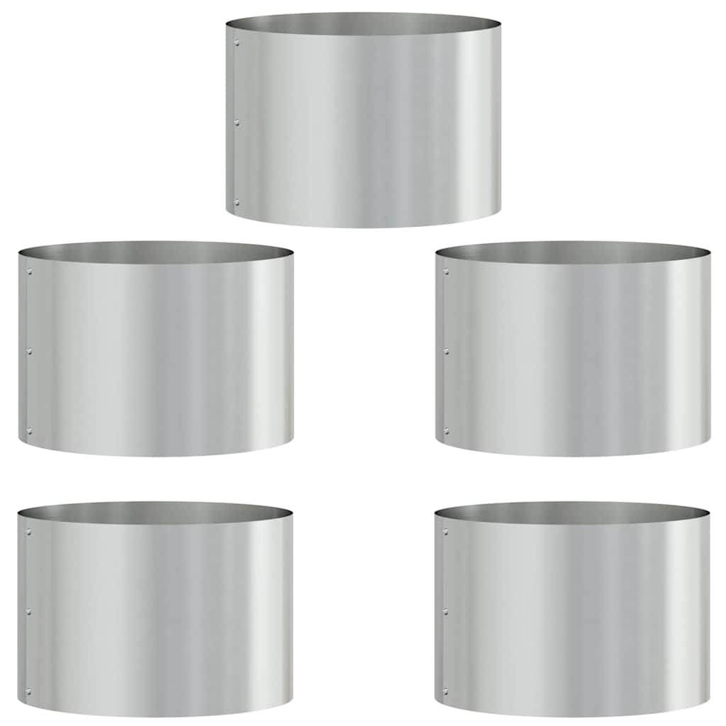 Vaso de Jardim 5 pcs Prateado 30 x 30 x 20 cm Aço Galvanizado