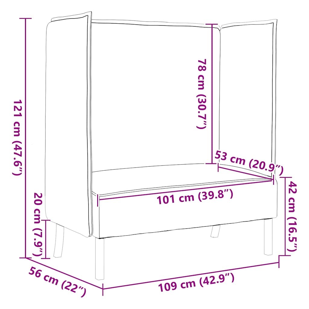 Sofá de Encosto Alto Amarelo-claro 109 x 56 x 121 cm tecido