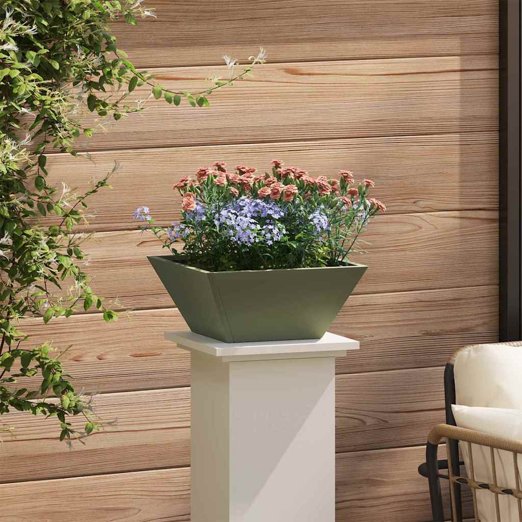 Vaso de Jardim Verde Oliva 35 x 35 x 15 cm Aço laminado a frio
