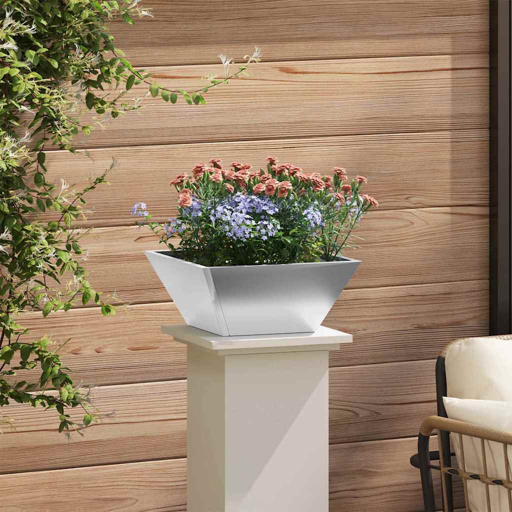 Vaso de Jardim Prateado 35 x 35 x 15 cm Aço Galvanizado
