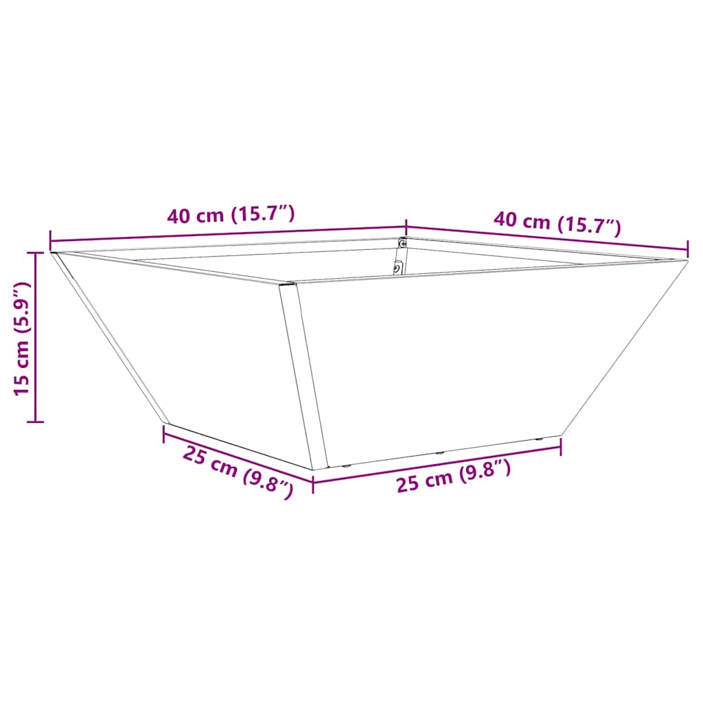 Vaso de Jardim Prateado 40 x 40 x 15 cm Aço Galvanizado