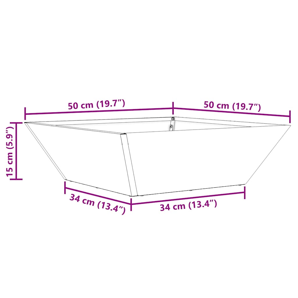 Vaso de Jardim Prateado 50 x 50 x 15 cm Aço Galvanizado