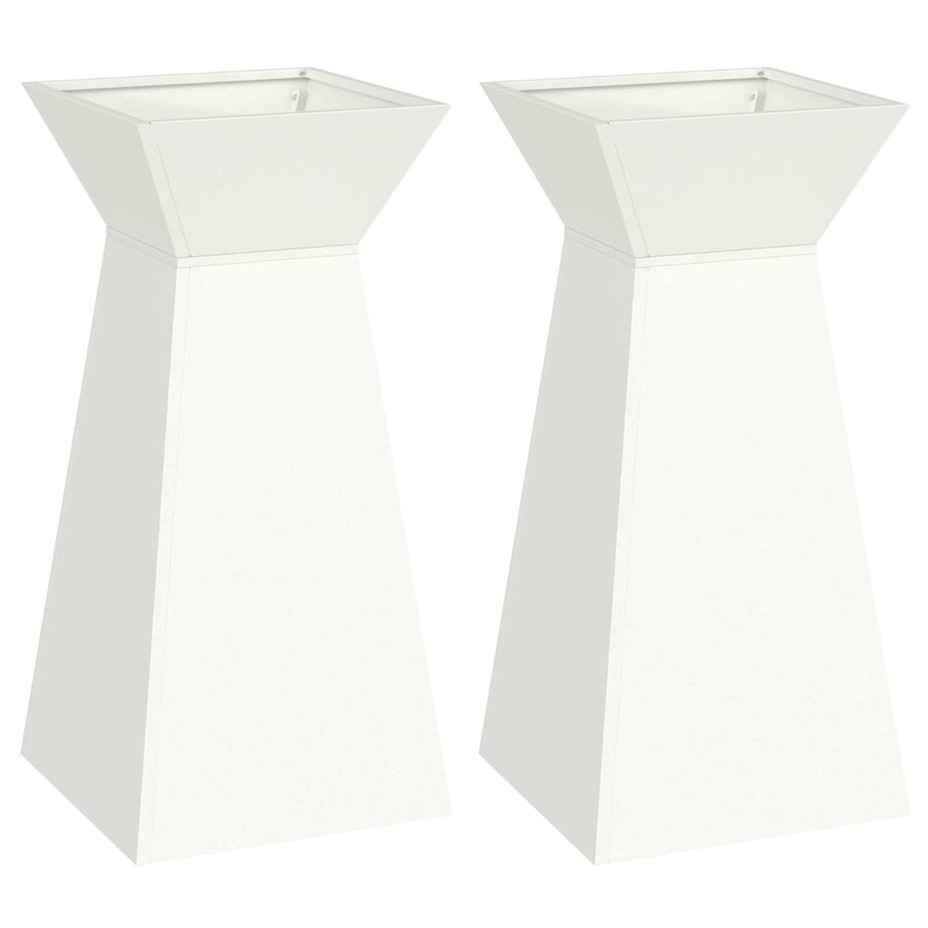 Vaso de Pilar 2 pcs Branco 35 x 35 x 73 cm Aço