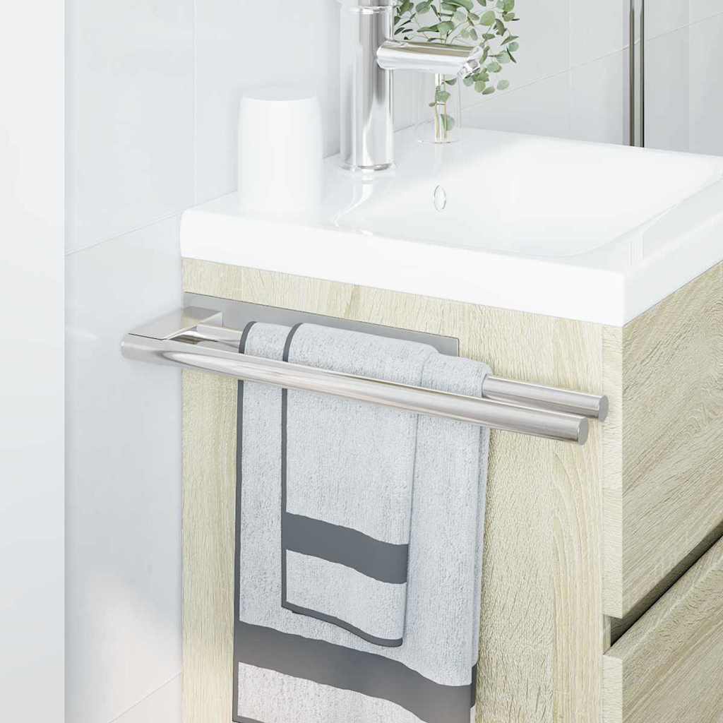 Suporte de Toalha Prateado 40 x 9 x 4 cm Aço inoxidável