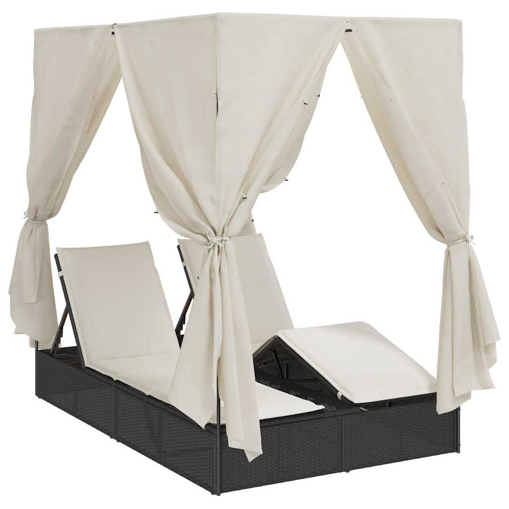 Espreguiçadeira Dupla com Cobertura Bege 205 x 129 x 200 cm