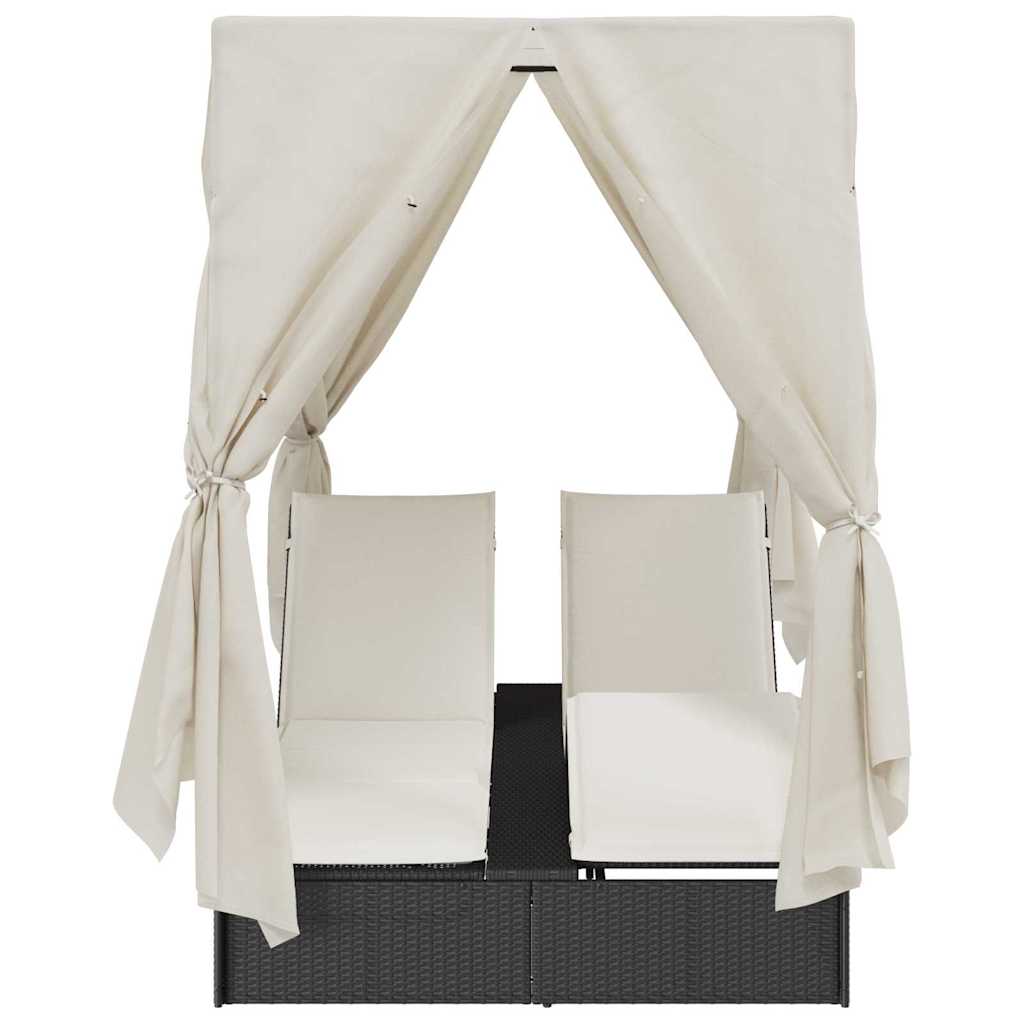 Espreguiçadeira Dupla com Cobertura Bege 205 x 129 x 200 cm